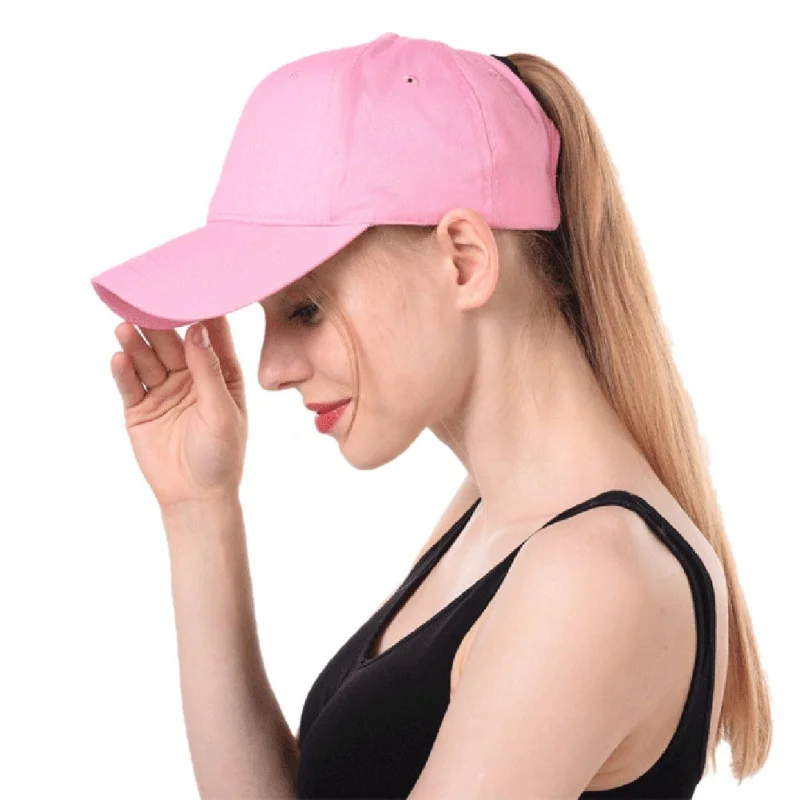 Women's ponytail baseball cap solid color breathable sunshade sun hat after opening Sports tennis cap