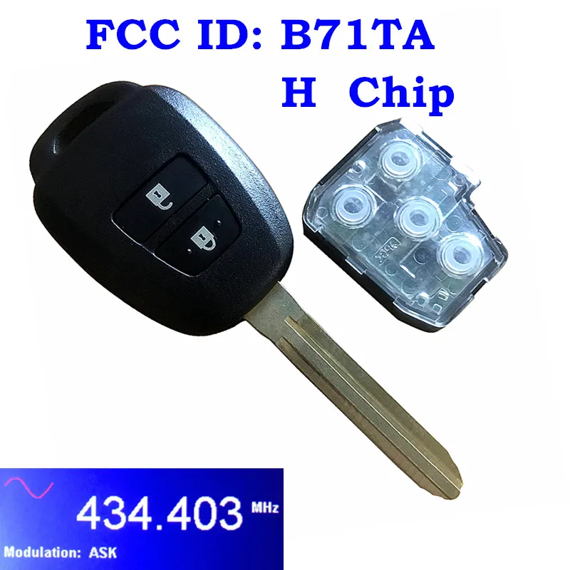 Для Toyota Yaris RAV4 2012- FCC ID: B71TA 2 кнопки дистанционного управления головкой брелок 434 МГц G чип H чип