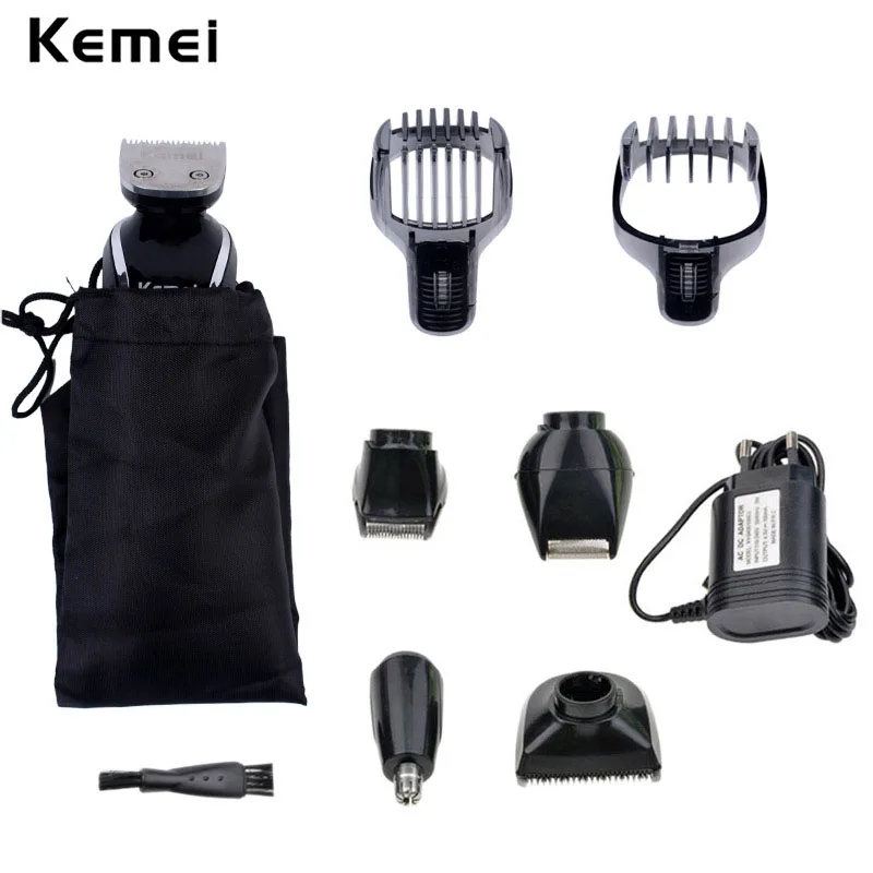 

Kemei 5 in 1 Waterproof Rechargeable Men's Hair Clipper Razor Nose Trimmer Electric Shaver Shaving Machine for Men Barbeador S40