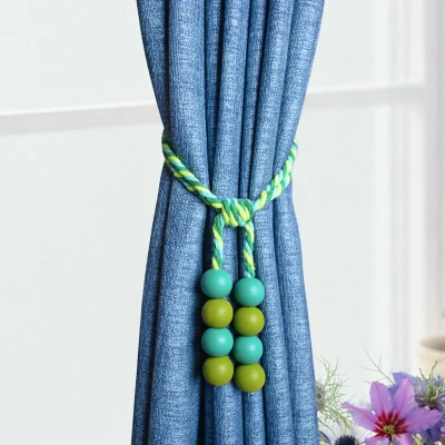 Xwl 2pcs Wood Ball Curtain Tieback Hanging Ropes Belt Tassel