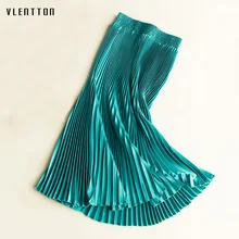 Повседневные плиссированные юбки для женщин Весна Осень корейский стиль длинные юбки для дам элегантные однотонные юбки макси с высокой талией