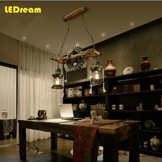 

Art creative personality cafe restaurant bar solid wood art chandelier