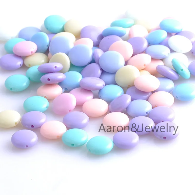 

Blend Color Acrylic beads round pad Spacer Beads Fit Jewelry Handmade 100PCs 12X5mm YKL0338