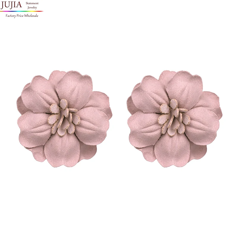 

JUJIA 5 colors fashion jewelry wholesale women flower earrings statement bib stud Earrings for women