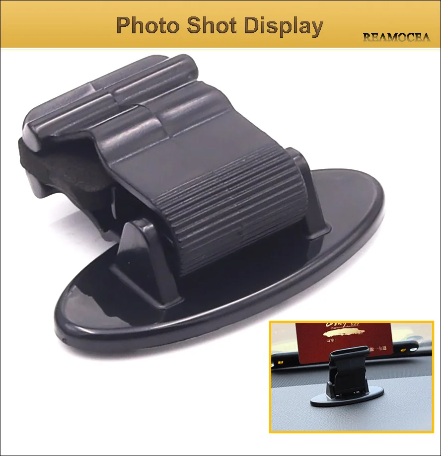 Reamocea Car Interior Mini 180 Degree Rotating Card Glasses Ticket Holder Mount Clip Bill Organizer Gas Door Guard Card Folder (10)