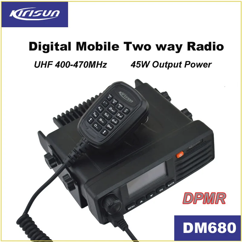 Kirisun dm680 DPMR UHF 400-470 мГц Мобильное радио 256 канала 45 Вт Аналоговый и DPMR цифровой автомобиль Радио станции