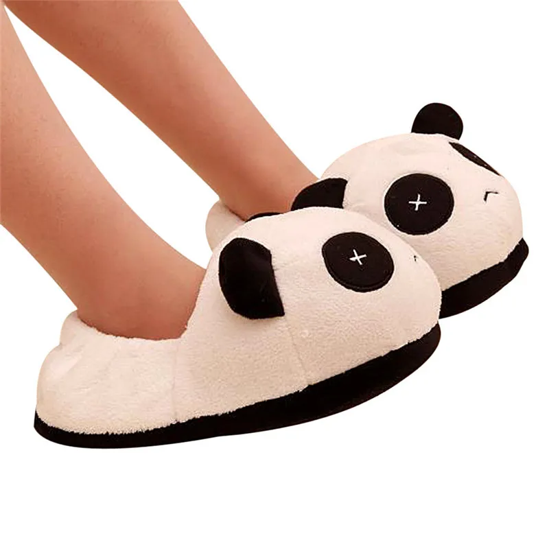 2019  Men Panda Winter Warm Plush Antiskid Indoor Home Slippers pantuflas Mans footwear men shoes 40JA2904
