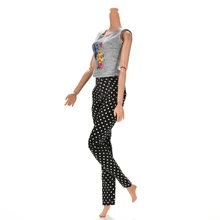 Nuovo Della Maglia Pant per s Bambole Insieme di Estate Del Fumetto del Puntino di Stampa Della Maglia e Pantaloni Vestiti Per Bambole regalo Creativo 2 pz/set