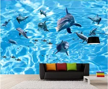 

3d wallpaper custom photo mural Sea Water World Dolphin flock living room Home decor 3d wall murals wallpaper for walls 3 d