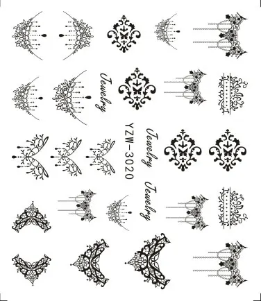 

Lace Necklace Nail Art Stickers Black Lace Full Nail Stickers Nail Decals