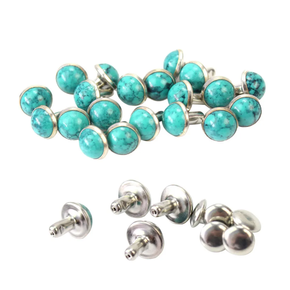 

20 Pairs Jeans Bags Shoes Punk Rivets Decorative Malachite Stud DIY Sewing Accessories