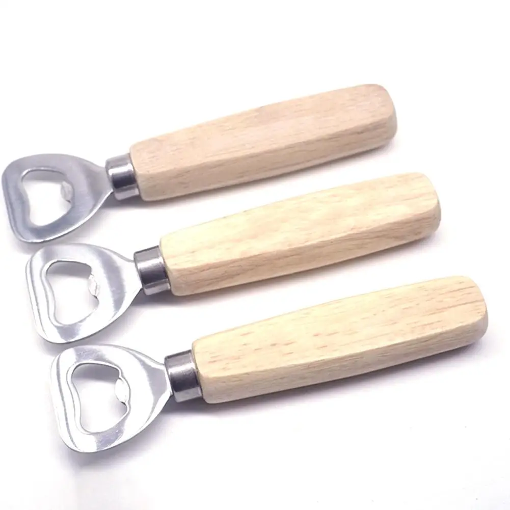 

1pc New Heart Shape Can jar bottle open can Opener Beer Good Kitchen Tool tools Wooden Handle Cap Remover Bar Party Gadget