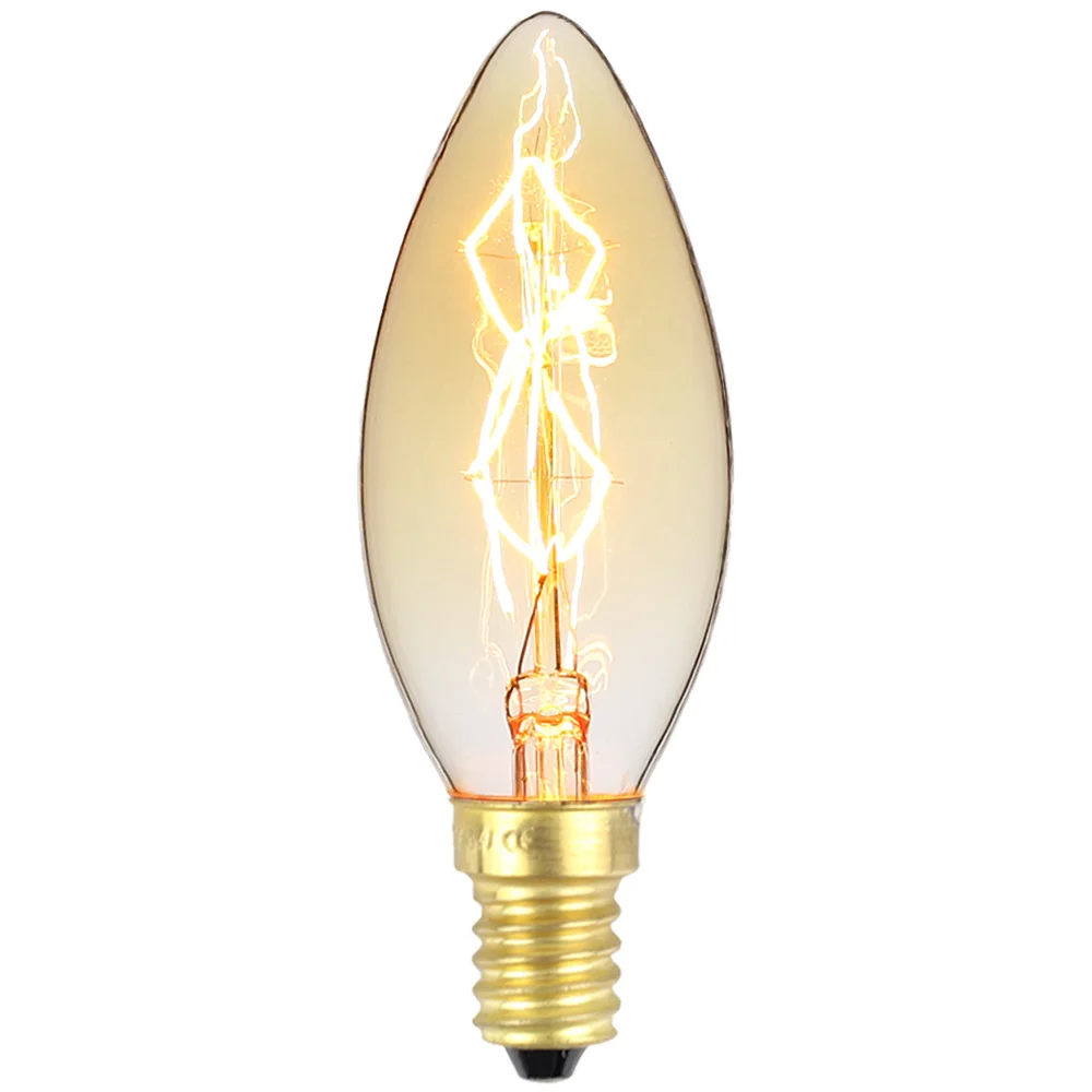 C35 светильник-свеча, винтажная лампочка эдисона E14, Маленький Винт 40 Вт, 220 В, головная лампа, настольная лампа, настенная лампа, декоративная лампочка, теплый белый цвет