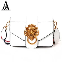 Aitesen Metal Lion Head Michael pequeño cuadrado paquete bolsa de hombro oblicuo Cruz Paquetes embrague mujeres diseñador Bolsos Mujer