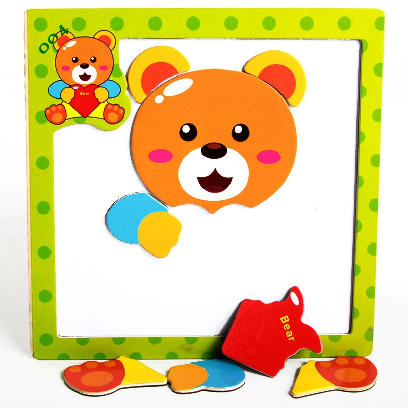 Montessori Toys Educational Wooden Toys for Children Early Learning Puzzle 3D Magnetic Cartoon Animal Math Intelligence Jigsaw