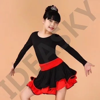 latin skirt dance wear children clothes dress red for girls costumes child dance costume ballroom dancing dresses for kids