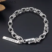 6 мм 925 пробы серебро Винтаж буддистские Браслеты Женские превосходные мужские ювелирные украшения Твердые тибетские серебряные застежка замок цепи браслет CH
