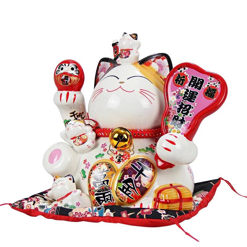 

Creative Big Lucky Cat Money Bank Ceramic Craft Cute Coin Bank Miniatures Home Checkout Counter Decor Accessories Birthday Gift