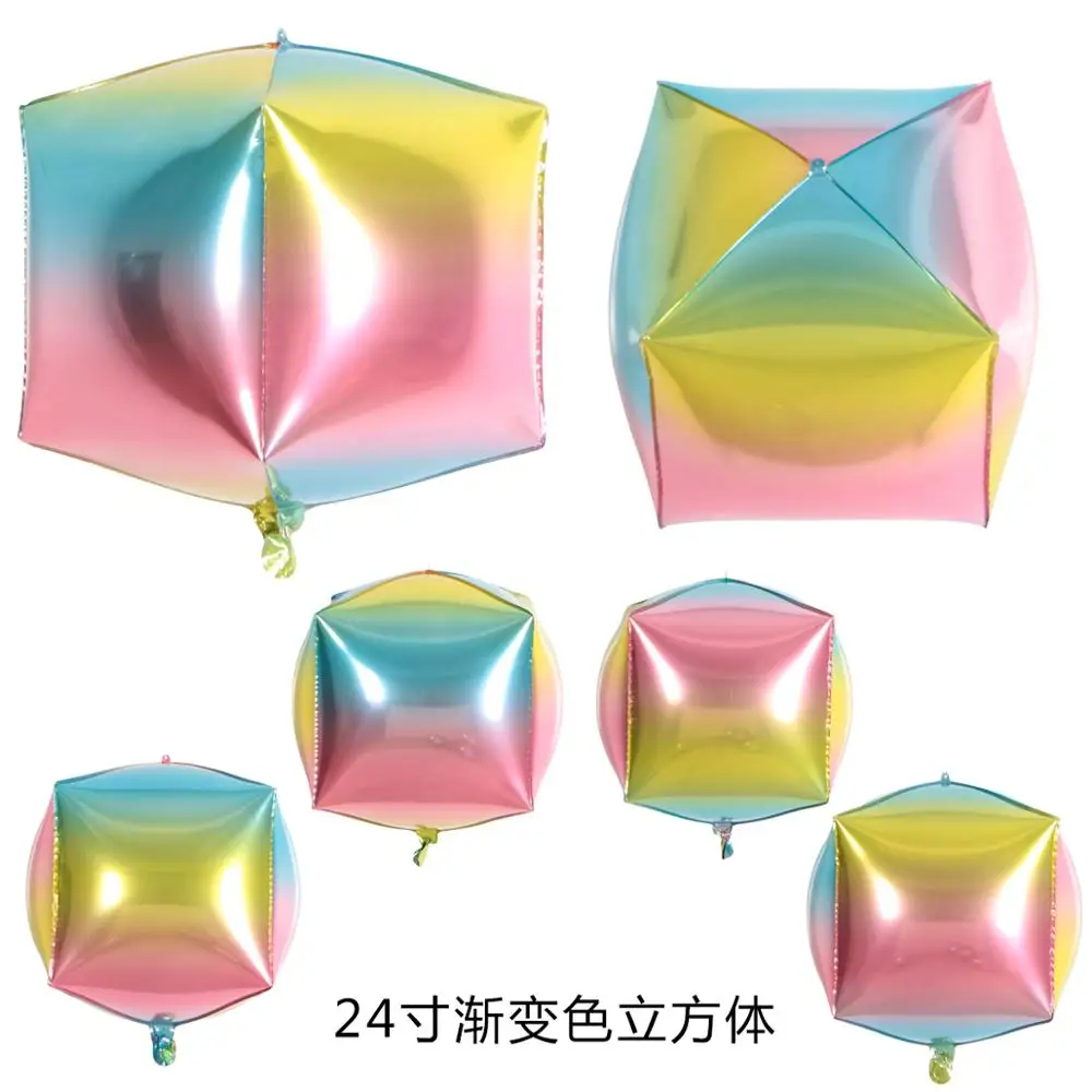 

20PCS Gradient Color 4D Square Diamond Round Foil Balloon Colorful Birthday Party Wedding Decor Baby Shower Party Supplies