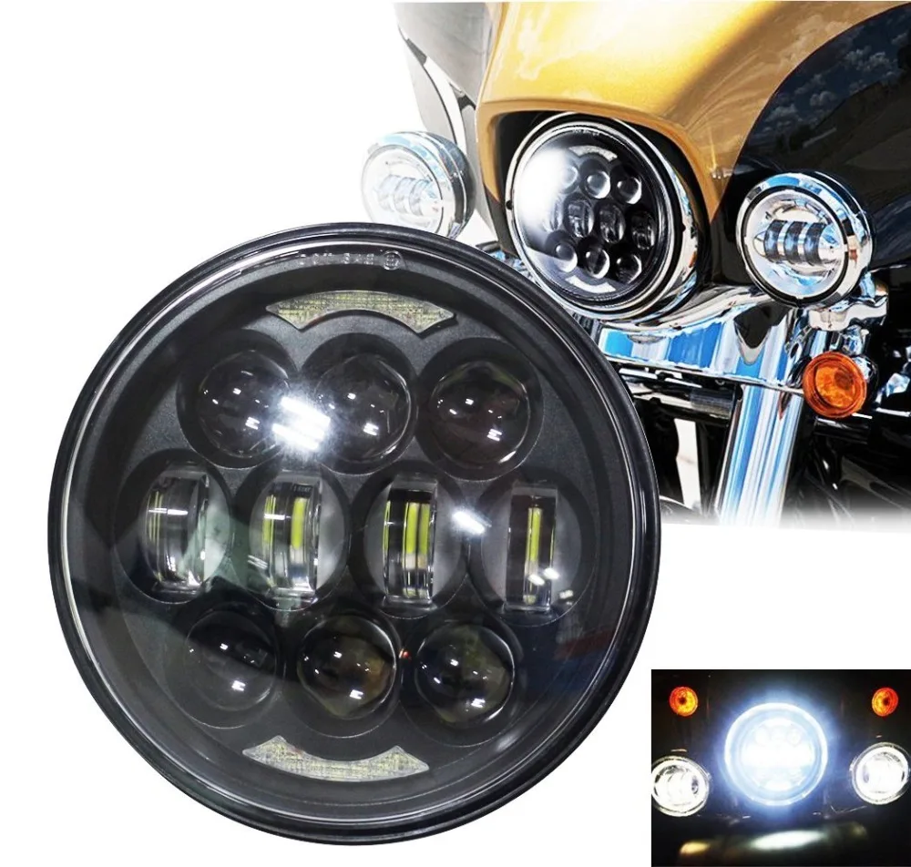 105W 5-34 5.75 Daymaker LED Projector Headlight for Harley Davidson Motorcycles Headlamp Driving Lights (DOT Approved) Black (11)