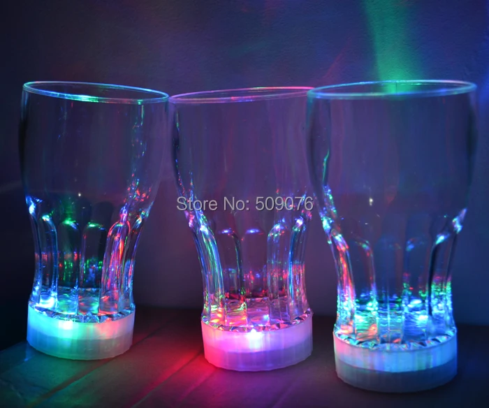 

Free shipping 5pcs/lot 350ml/12oz flashing glass blinking cola cups LED Light Flashing Beer Mug Drink Cup For Bar Party Wedding
