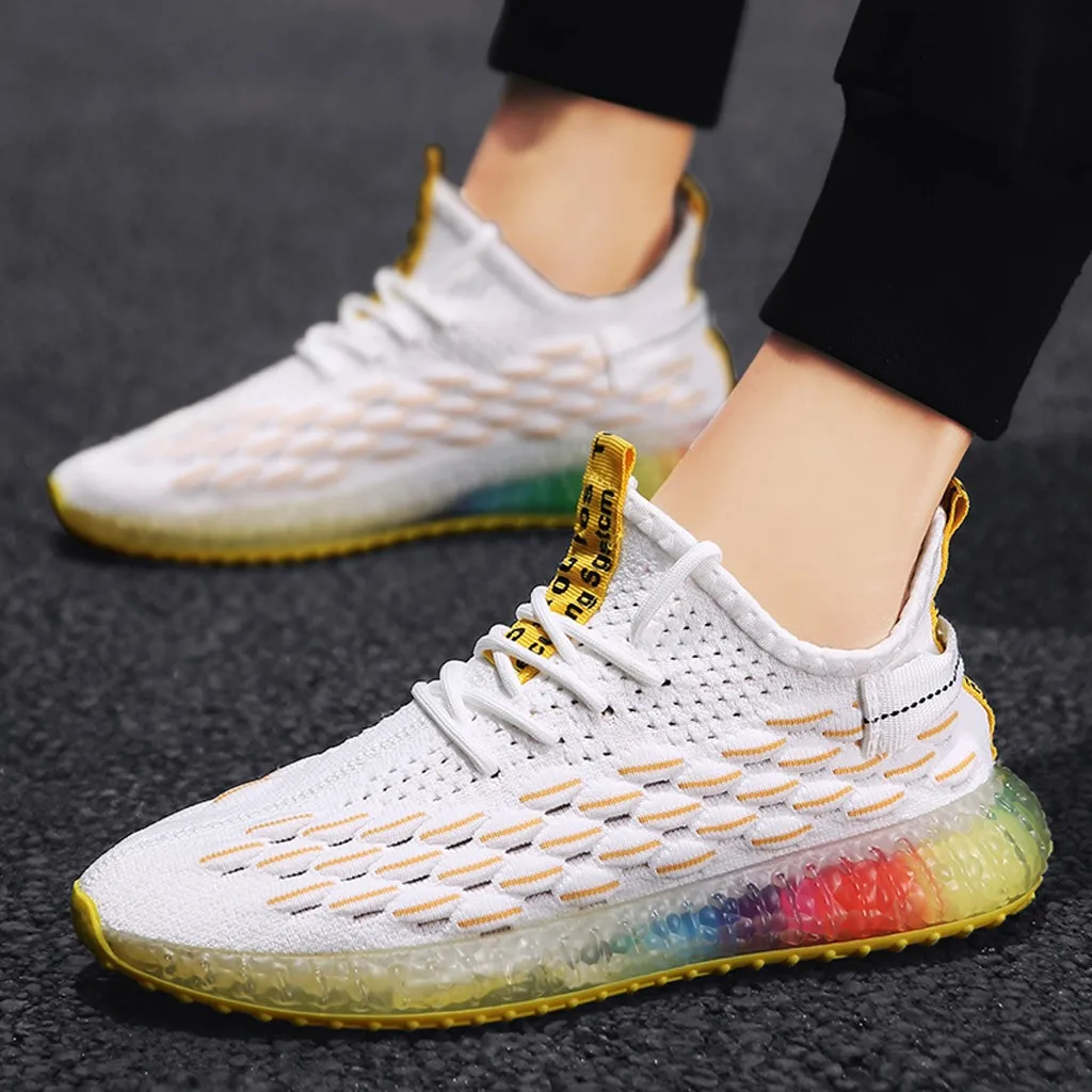 New Man Casual Sneakers Men's Vulcanize Shoes Fashion Rainbow Jelly Soles Men Sneakers Outdoor Breathable Men Shoes