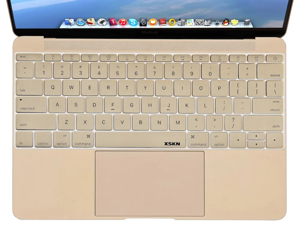 XSKN цвета шампанского Золотая силиконовая для ноутбука Клавиатура Защитная крышка кожи для MacBook 12 дюймов, английский язык США Макет