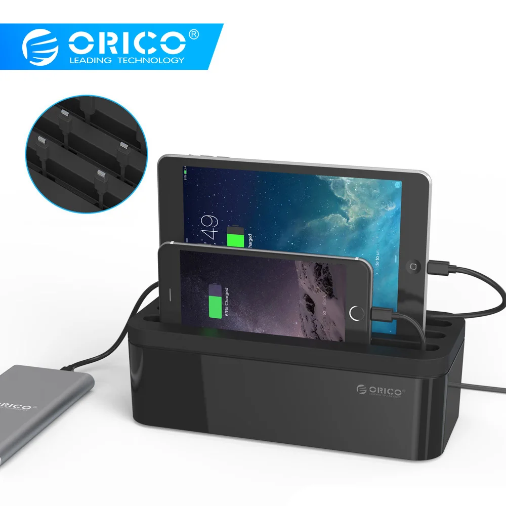 

ORICO Power Strip Storage Box Charger Storage Power Bank Box With Phone Holder Charger Wire Cable Management Battery Storage Box