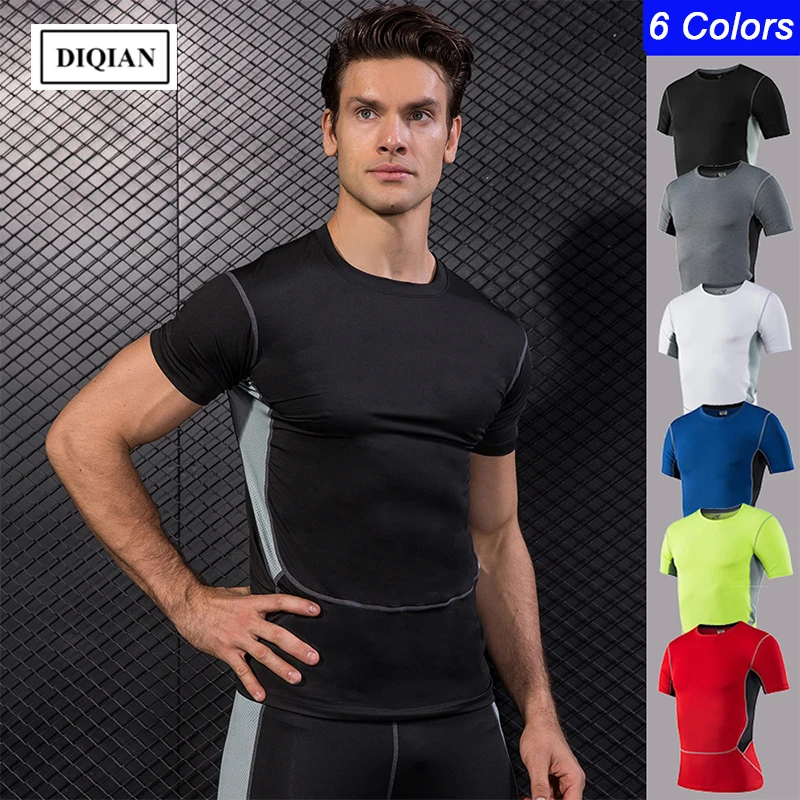 

DIQIAN Fitness Sport T-shirt Men Short Sleeve Europe and America Male Quick-drying Bodybuilding Running T-shirts Plus Size 3XL