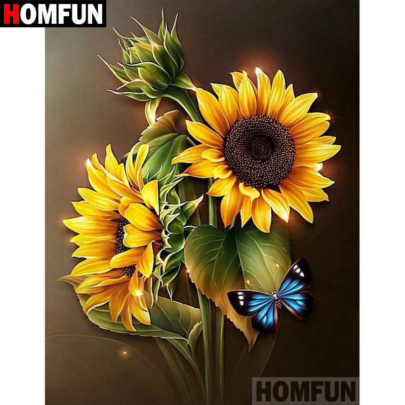 Алмазная картина HOMFUN 5D алмазная вышивка Подсолнух полный квадрат/круглая дрель