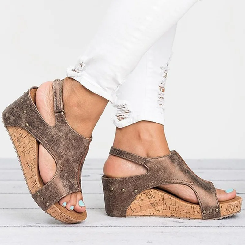 

Women Sandals 2019 Platform Sandals Wedges Shoes For Women Heels Sandalias Mujer Summer Shoes Leather Wedge Heels Sandals