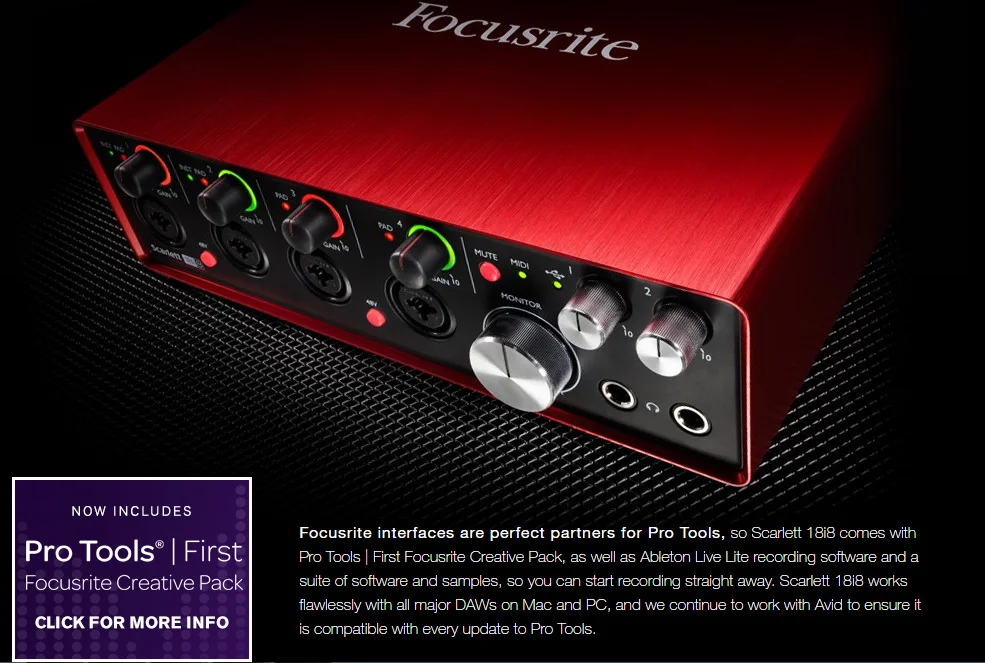 Focusrite Scarlett 18i8 2nd Gen MKII обновленная версия 18 в/8 Выход USB аудио интерфейс Четыре микрофона преамперы Запись Звуковая карта