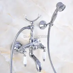 Настенный смеситель для ванной комнаты хромированный смеситель для ванной комнаты с ручным душем lna754