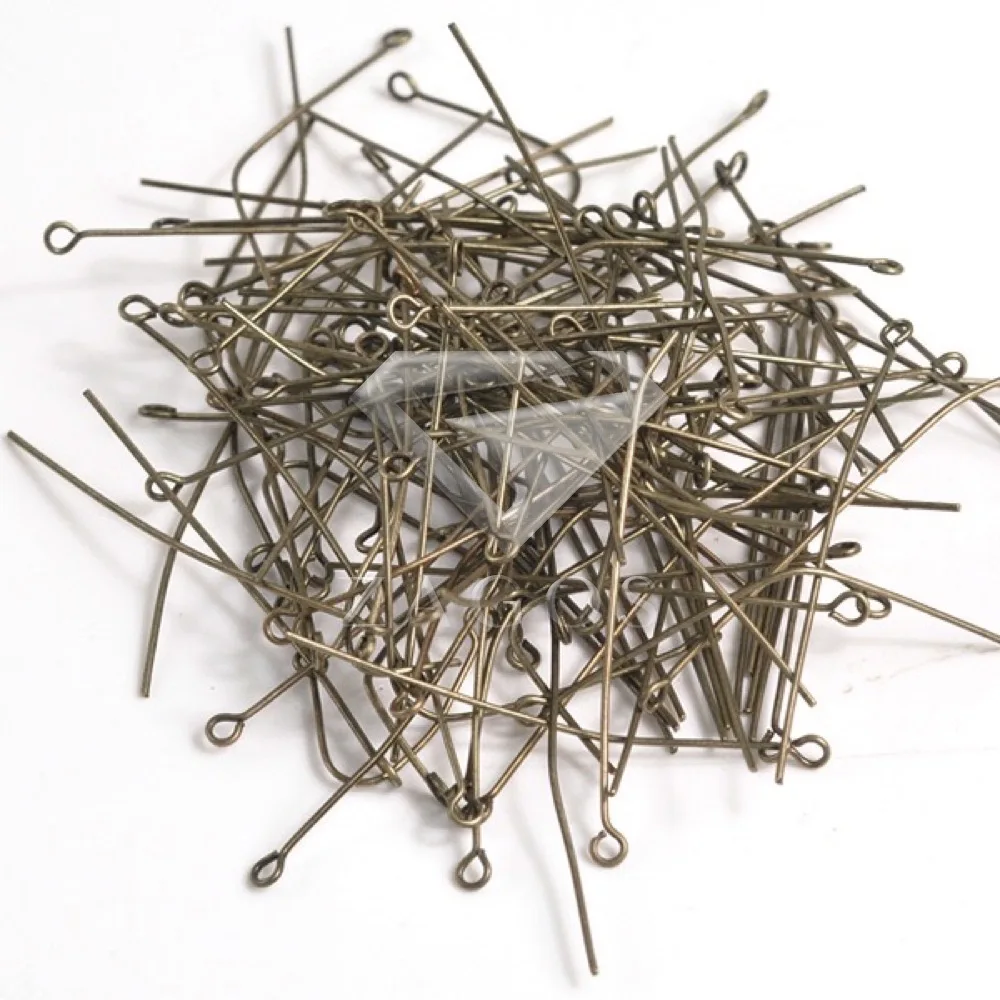 30g Approx 60 120Pcs 60x0.7x0.7mm Eye Pins 21 Gauge Head Pins Making