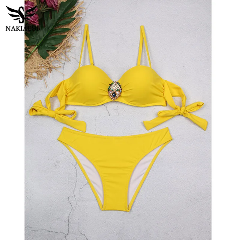 NAKIAEOI 2019 Новый Bandeau Бразильский бикини плавание одежда для женщин летний