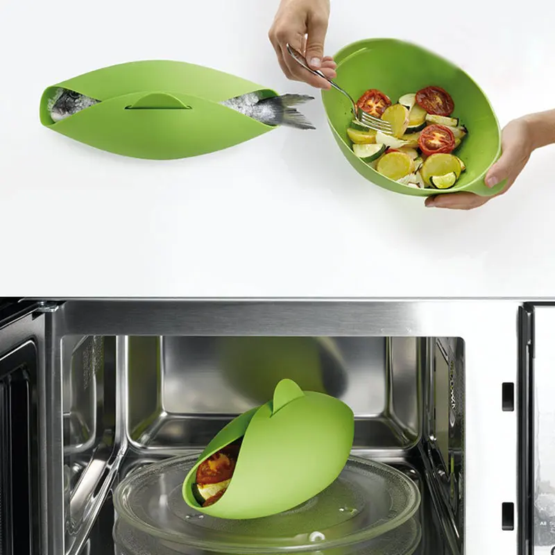 

Hot Folding Bowl Silicone Microwave Oven Steamer Baking Fish Steam Roaster Bread Home Kitchen Cooking Tool LFD