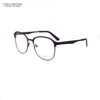 

Fashion Designed Big Lens Metal Glasses Frame myopia frame Women/Men Brown on Purple Patchwork Eyeglasses 52JG30026-C1
