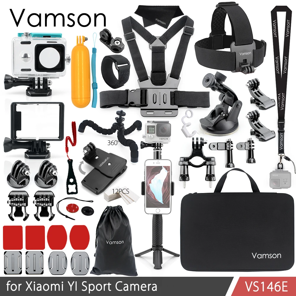 

Vamson for Xiao YI Accessories Kit Floaty Bobber Waterproof Housing Case Standard Frame Mini tripod for YI Sport Camera VS146