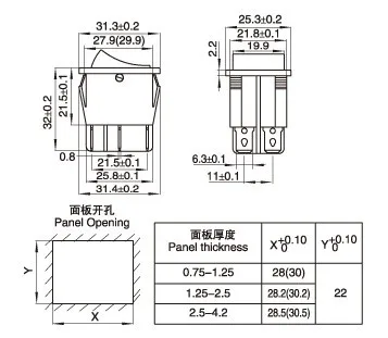 2 шт./лот кулисный переключатель для лодки 16A/250V 20A/125V SPST 4 PIN 25*31mm вкл/выкл Красный светодиодный светильник