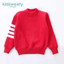Kidsweety Teenagers Kids Clothes Boys Printed Stripe Sport Warm Full Velvet Sleeve Sweater Pullover Children School Boy Clothing