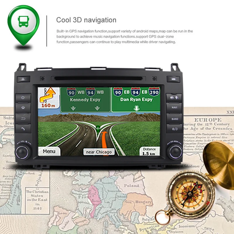 Flash Deal Car Multimedia Player GPS Android 8.0 7.1 2 Din DVD Automotivo For Mercedes/Benz/Sprinter/B200/B-class/W245/B170/W169 Radio 4