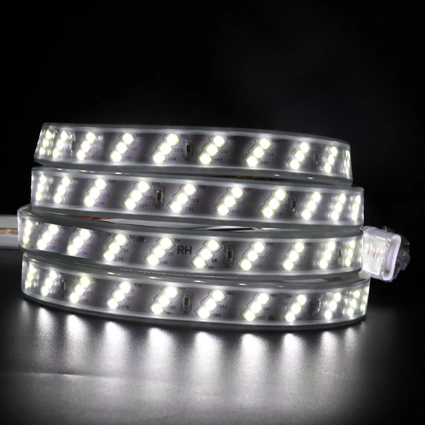 Светодиодная лента 220 В SMD 2835 180 светодиодов/м трехрядная гибкая холодный