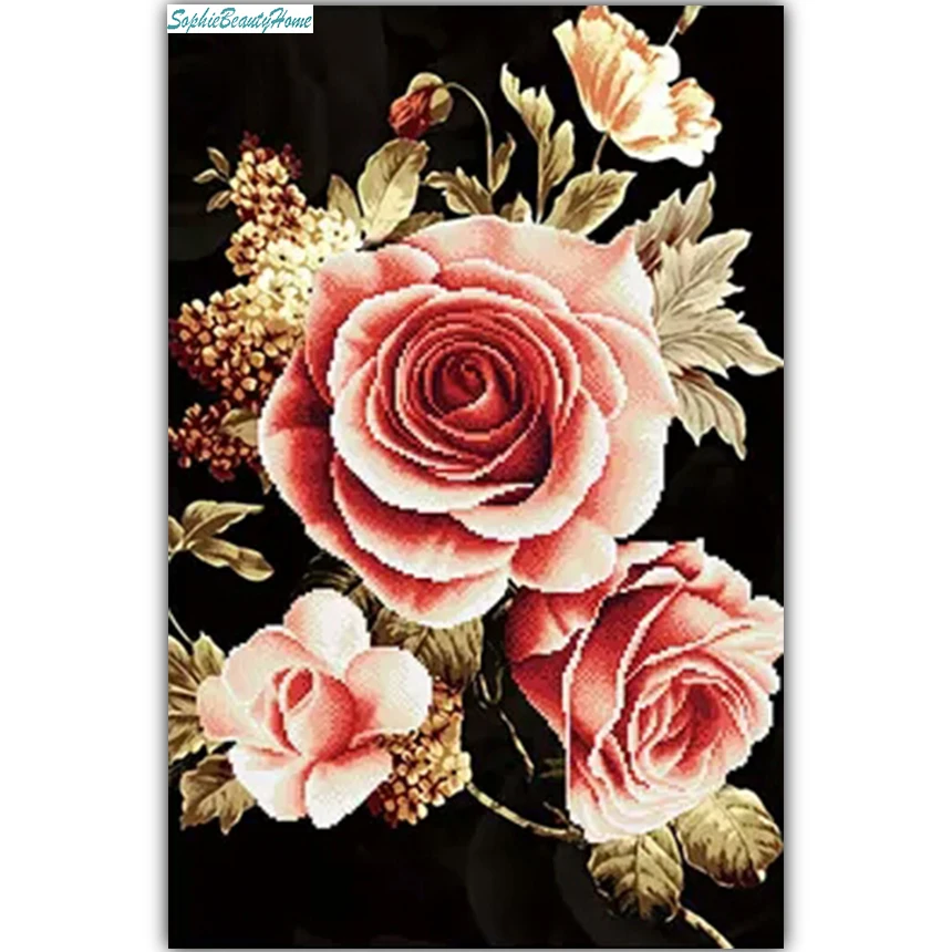 

Sophie beauty home DIY diamond embroidery 5D painted cross stitch 3D artificial roses mosaic wall home decorative stickers