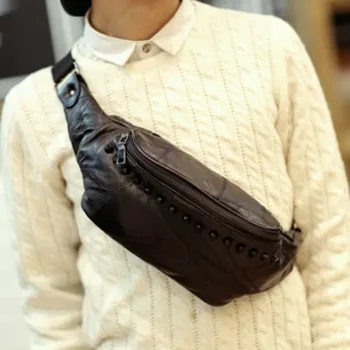 

Tidog Korean male bag leather stitching rivet small chest bag