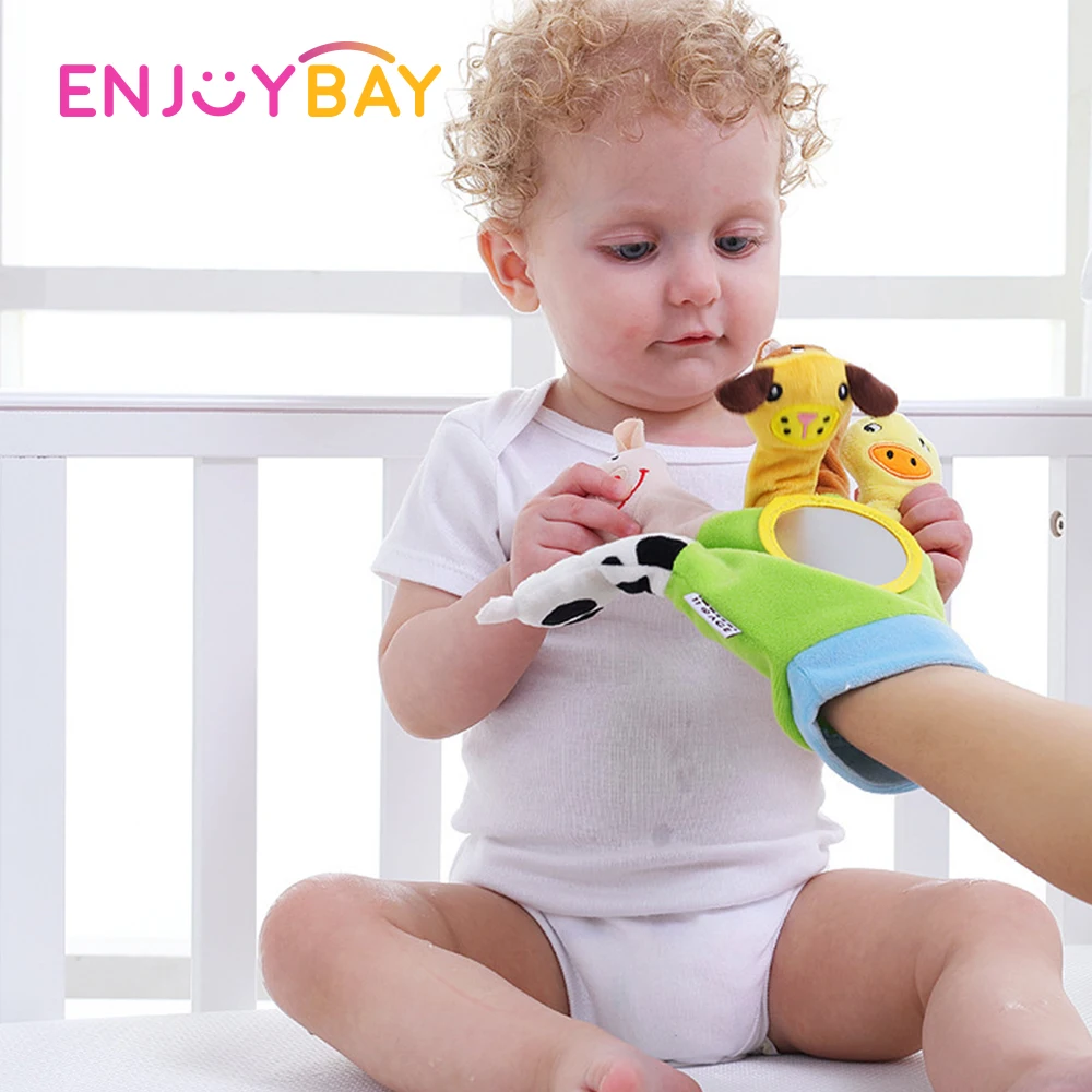 Enjoybay красочная ткань детские Мультяшные погремушки ручные перчатки куклы плюшевые игрушки 1 шт. Детские пальчиковые плюшевые игрушки