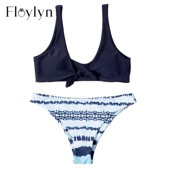 

Floylyn Sexy Tie Knot Front Bikinis Women Push Up Swimsuit Bikini Set Chic Swimwear Thong Bathing Suit Swimming Suit Hot Sell