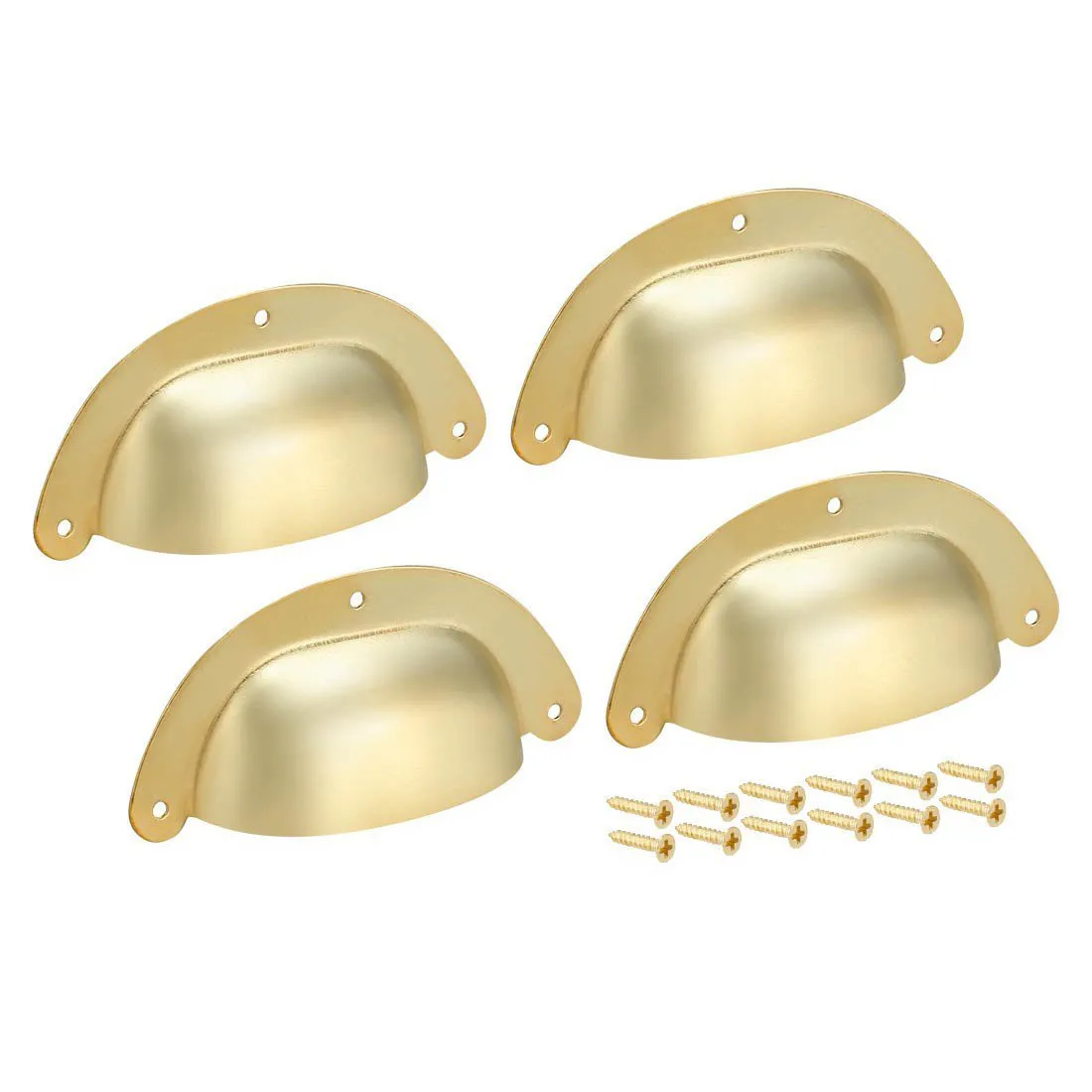 4pcs 88mm Hole Centers Vintage Style Cup Shell Drawer Pull Handle Gold