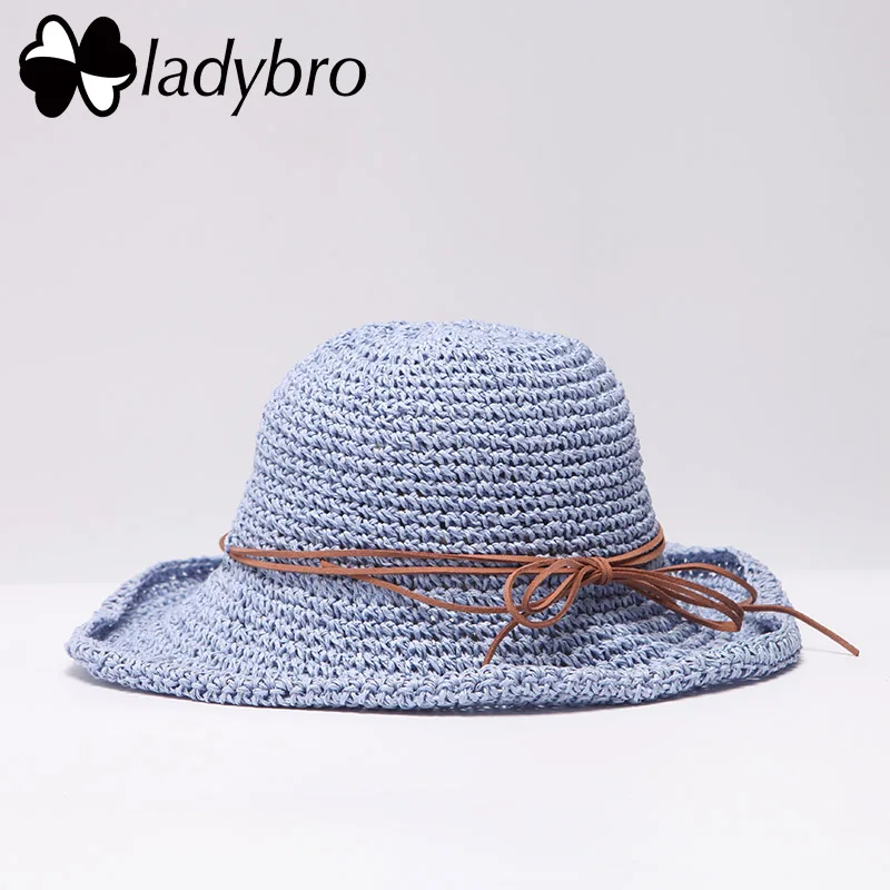 Женская Солнцезащитная шляпа Ladybro соломенная складная с бантом и широкими полями