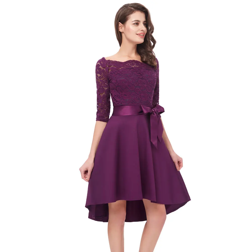 Beauty Emily Purple Lace Formal Party Prom Dresses 2019 Short for Women A-Line Half Sleeve Wedding Party Prom Dresses Beauty Emily Purple Lace Formal Party Prom Dresses 2019 Short for Women A-Line Half Sleeve Wedding Party Prom Dresses