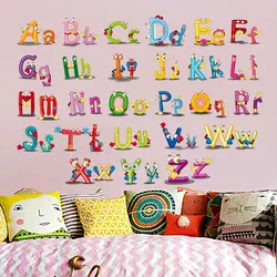 Мультфильм детская комната шаблон английской буквы стены стикеры для детей Настенная Наклейка для комнаты дома наклейки для детской